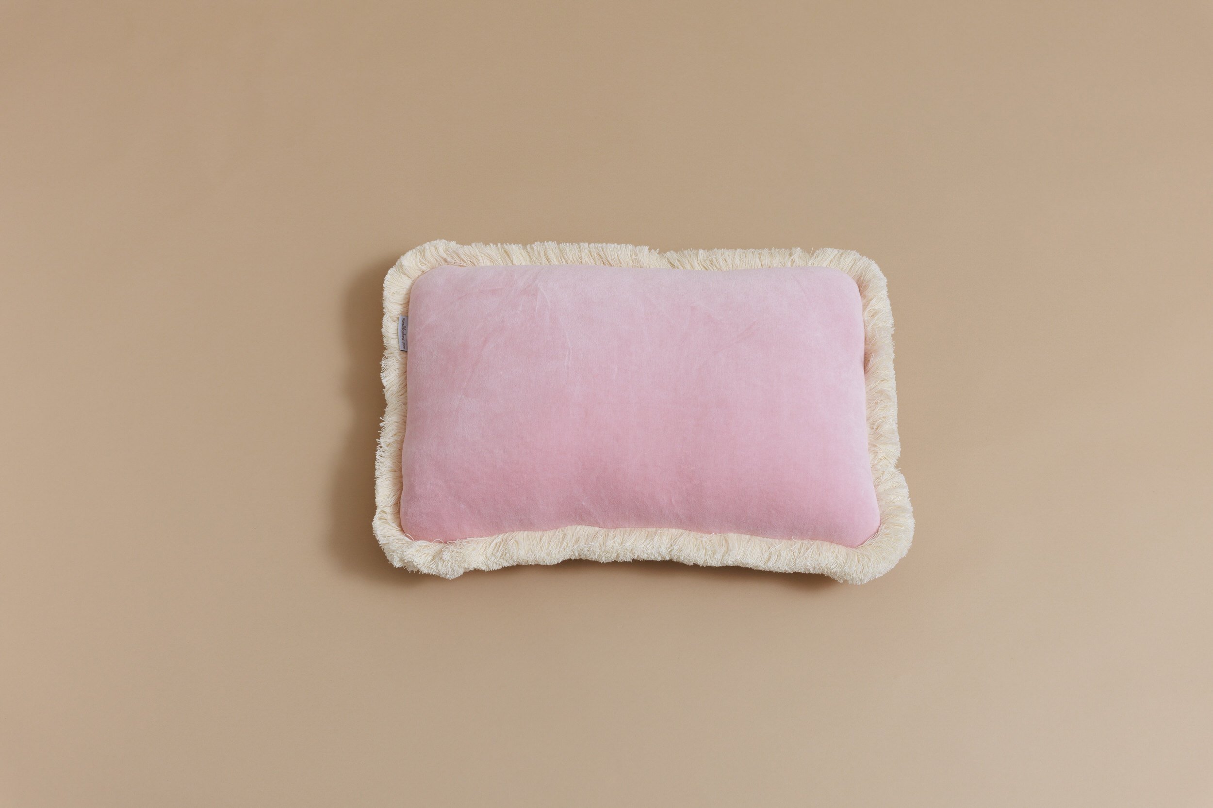 Saldi Estivi - Cuscino Rettangolare in Velluto con Frange - Powder Pink