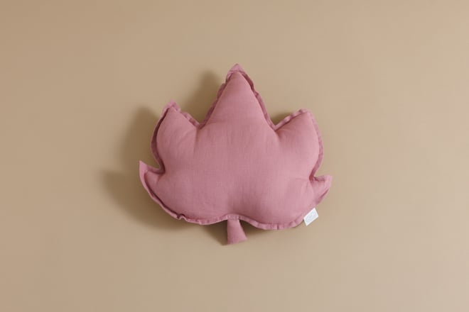 Blush Maple Leaf Linen Cushion