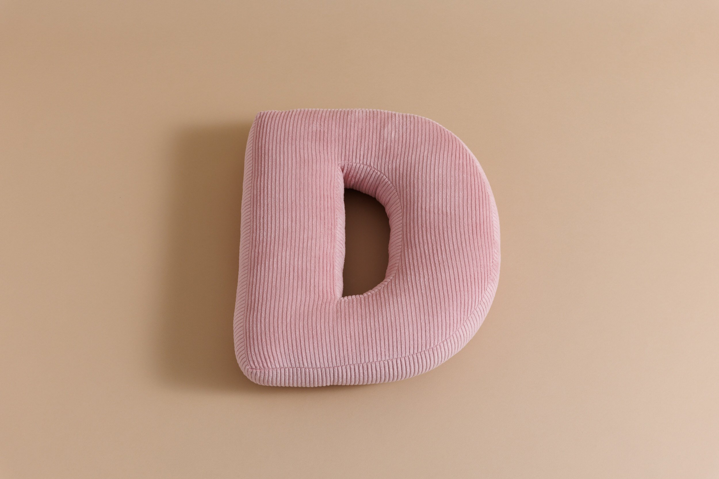 Letter Cushion D - Pink Corduroy Letter Cushion D - Pink Corduroy