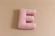 Coussin Lettre E - Velours Côtelé Rose