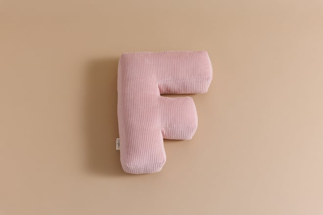 Cuscino Lettera F - Velluto a Coste Rosa