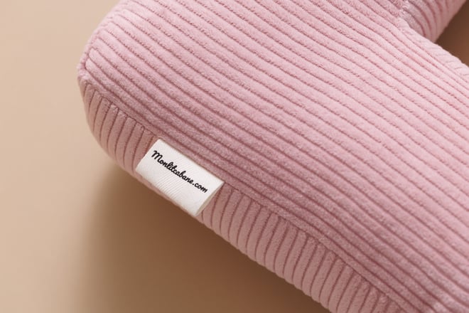 Coussin Lettre L - Velours Côtelé Rose