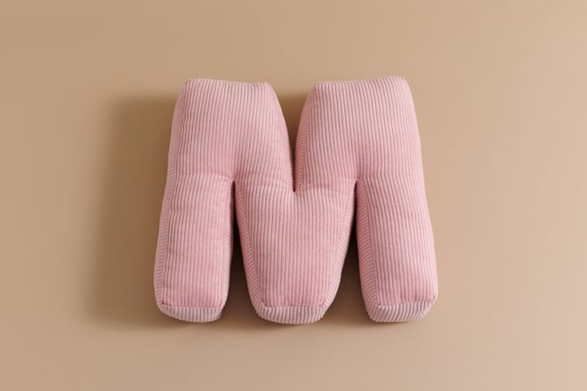 Letter Cushion M - Pink Corduroy
