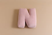 Coussin Lettre N - Velours Côtelé Rose