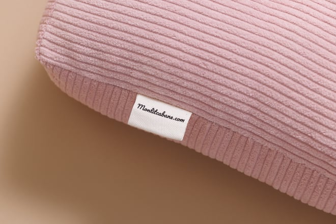 Coussin Lettre N - Velours Côtelé Rose