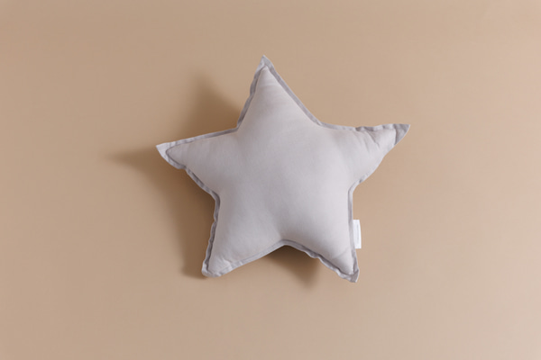 Coussin Étoile en Lin Gris