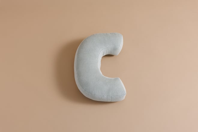 Letter Cushion C - Water Green Corduroy