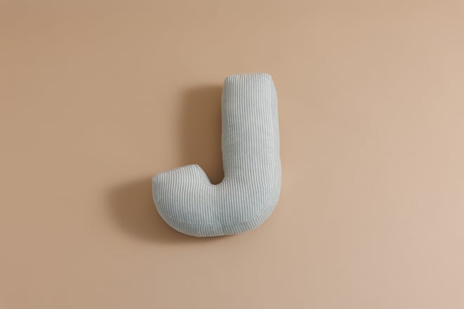 Letter Cushion J - Water Green Corduroy