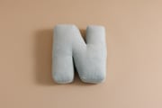 Coussin Lettre N - Velours Côtelé Vert d'eau