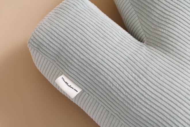 Coussin Lettre N - Velours Côtelé Vert d'eau