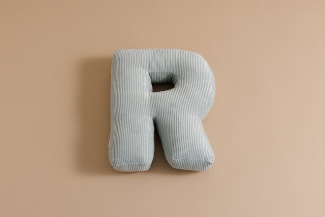 Buchstaben-Kissen R - Türkis Kord