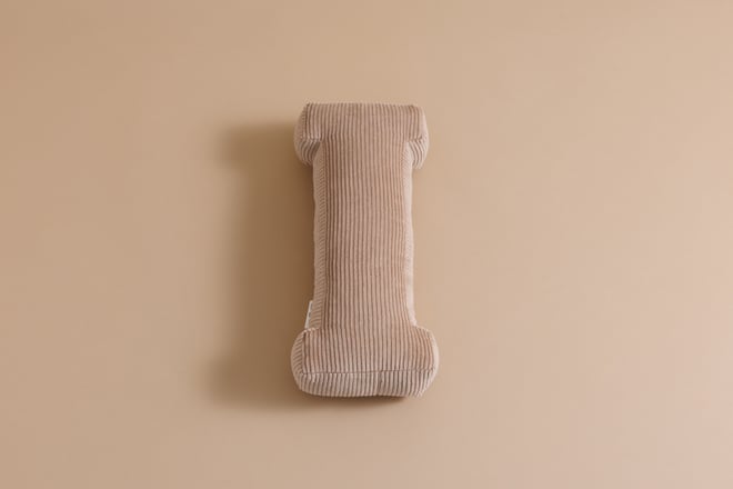 Coussin Lettre I - Velours Côtelé Cappuccino