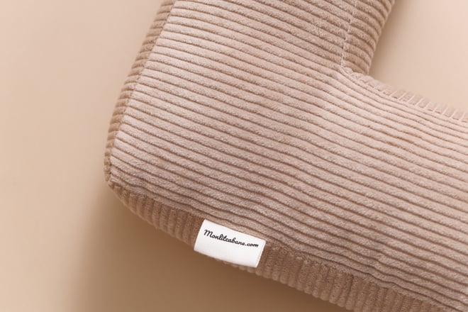 Coussin Lettre L - Velours Côtelé Cappuccino