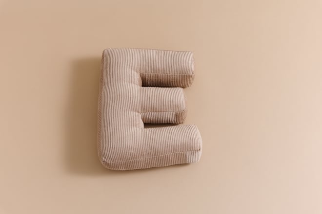Letter Cushion E - Cappuccino Corduroy