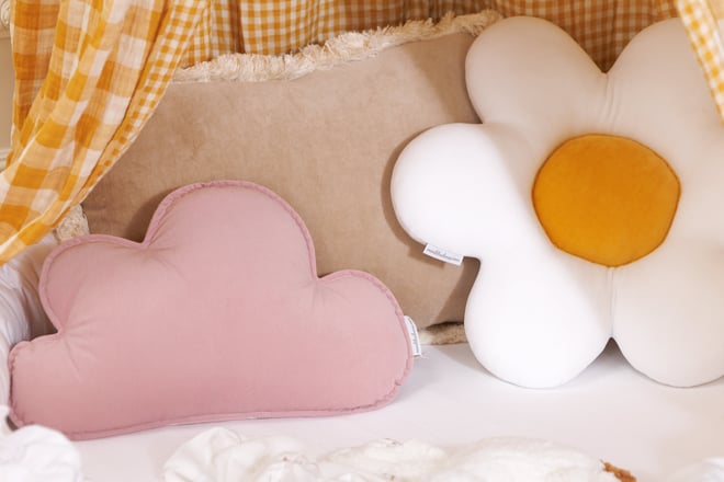 Velour Daisy Cushion - Mustard
