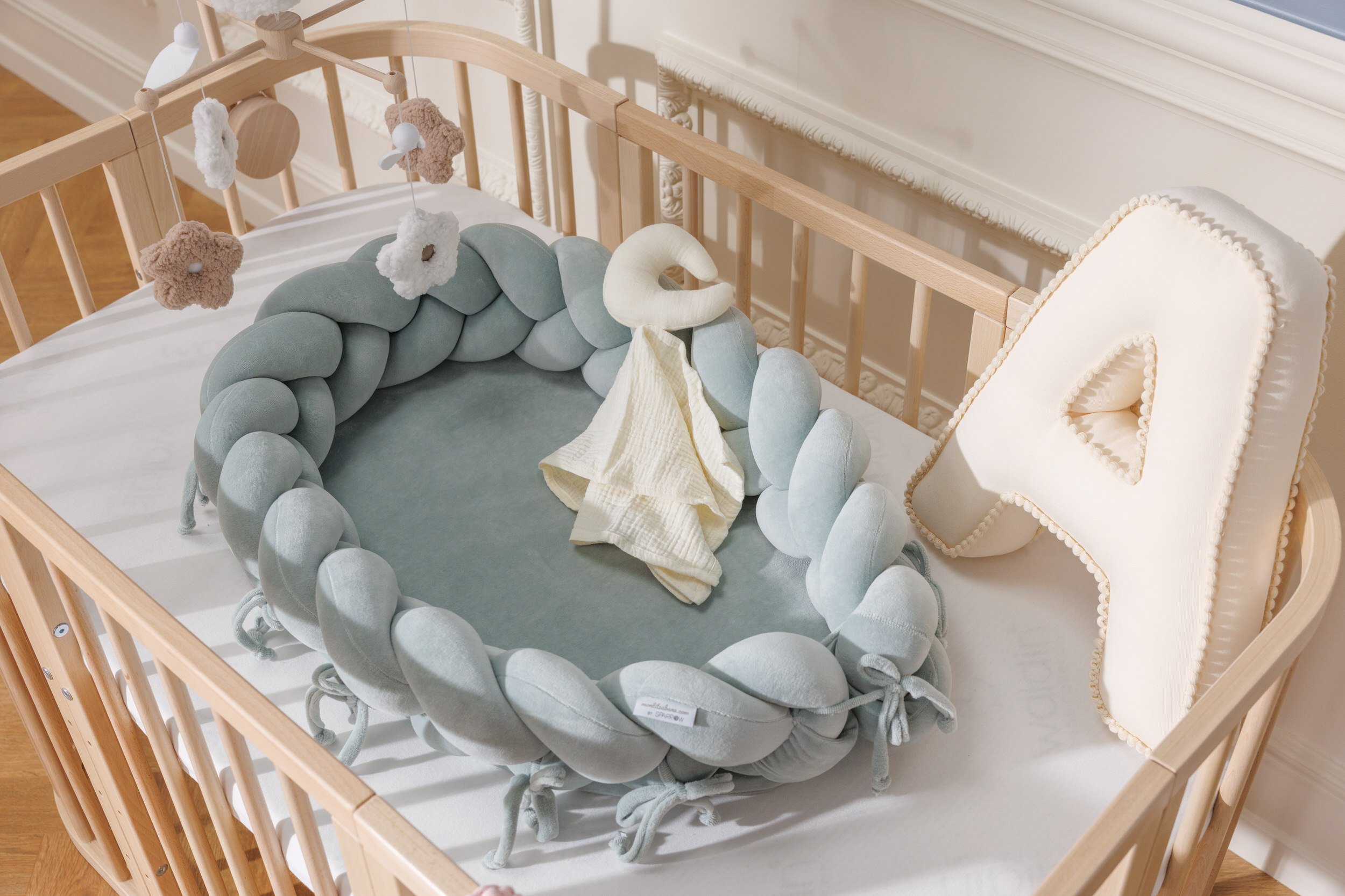 Cocoon-Babynestchen Geflochten Salbeigrün Cocoon-Babynestchen Geflochten Salbeigrün