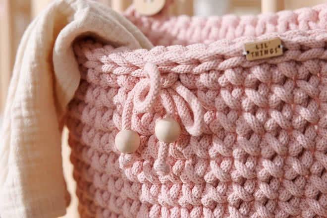 Bolsa de Almacenamiento de ganchillo - Rosa Empolvado