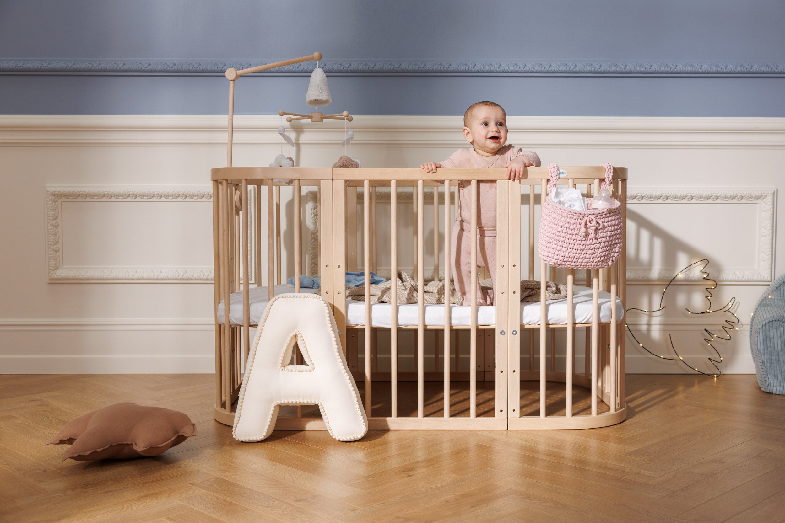 Tasca per letto All'uncinetto - Rosa Cipria Tasca per letto All'uncinetto - Rosa Cipria