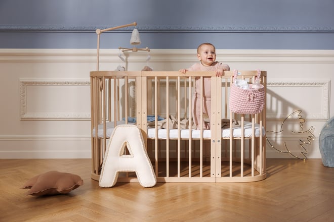 Tasca per letto All'uncinetto - Rosa Cipria