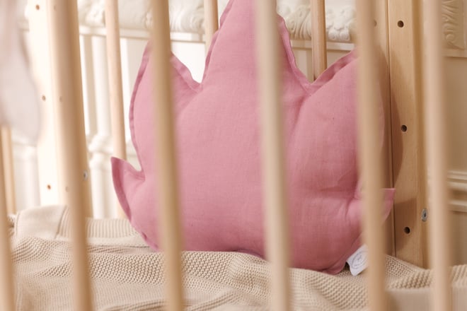 Blush Maple Leaf Linen Cushion