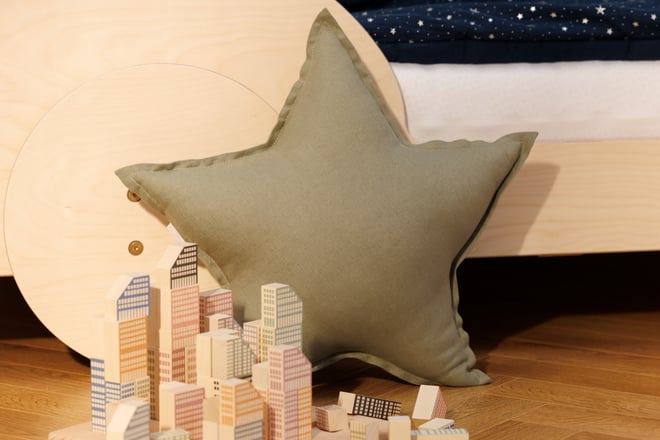 Olive Star Linen Cushion