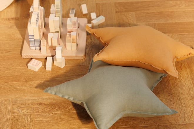 Coussin Étoile en Lin Caramel