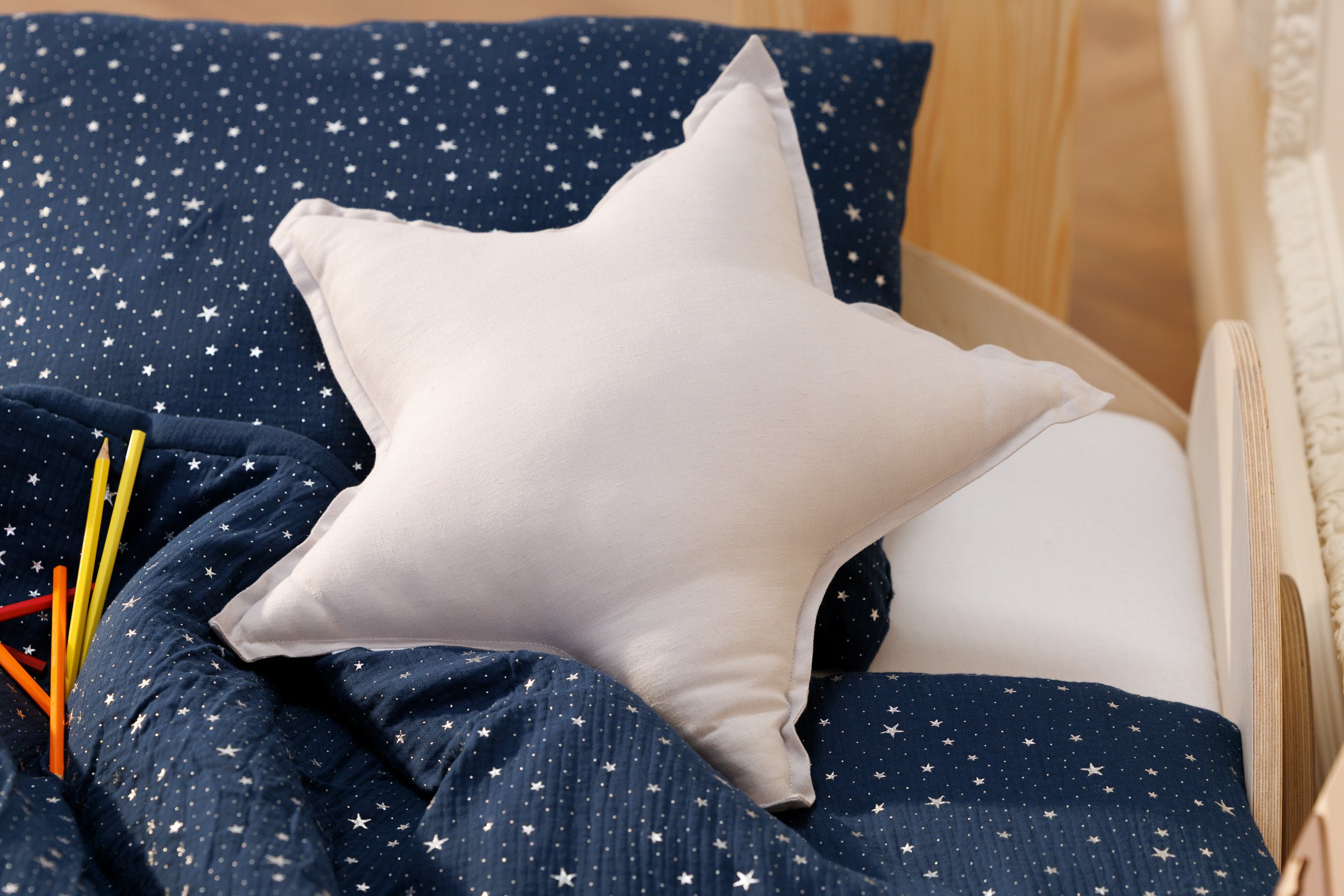Light Grey Star Linen Cushion Light Grey Star Linen Cushion