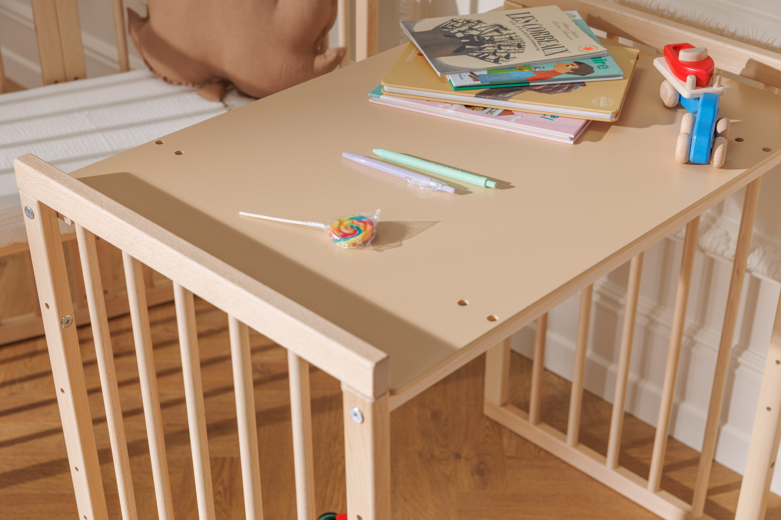 - Berceau Évolutif Rectangulaire 7 en 1 avec Matelas - Naturel - Naturel (Mon Lit Cabane) - Image 11