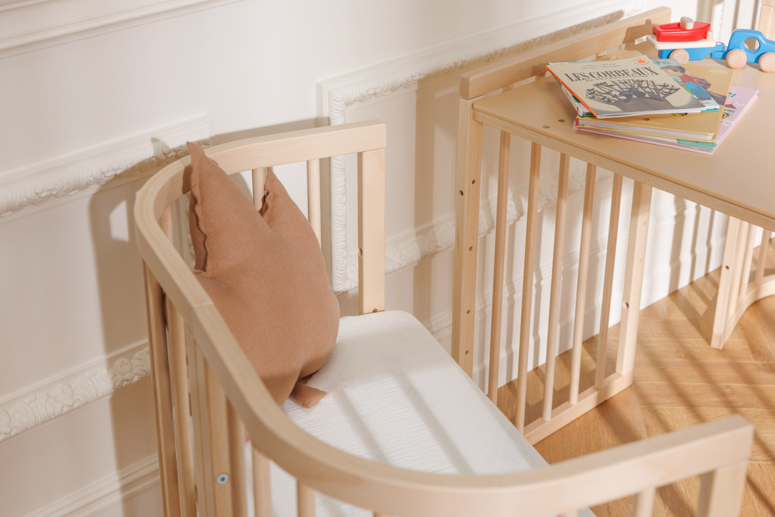 - Berceau Évolutif Rectangulaire 7 en 1 avec Matelas - Naturel - Naturel (Mon Lit Cabane) - Image 12
