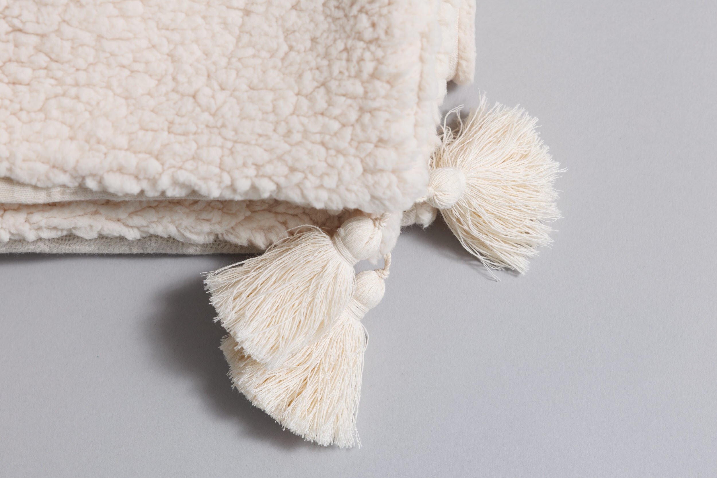 Coperta in Mussola di Cotone e Bouclé a Doppio Lato - Naturale Coperta in Mussola di Cotone e Bouclé a Doppio Lato - Naturale