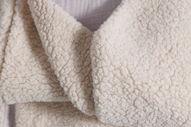 Manta de Muselina de Algodón y Bouclé de Doble Cara - Lila