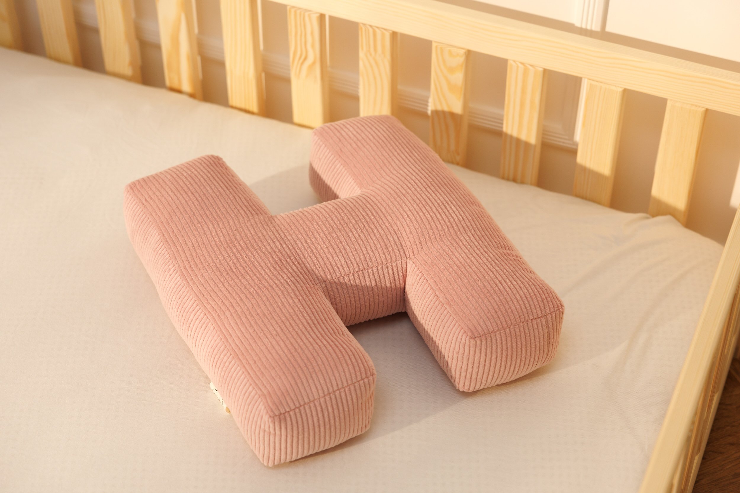 Letter Cushion H - Pink Corduroy Letter Cushion H - Pink Corduroy