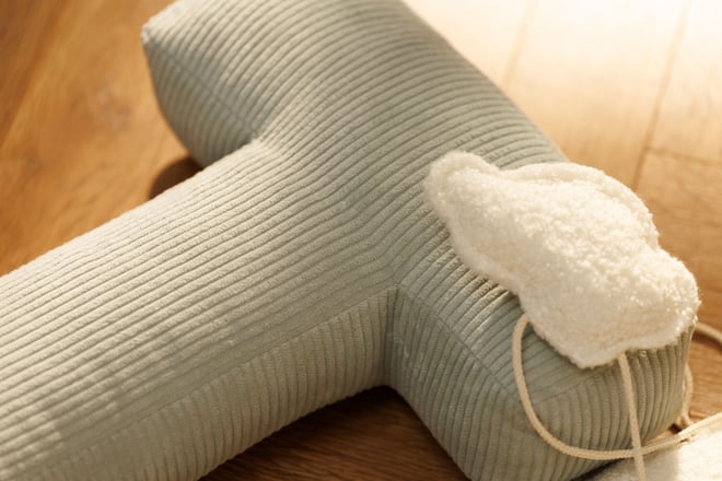Letter Cushion T - Water Green Corduroy