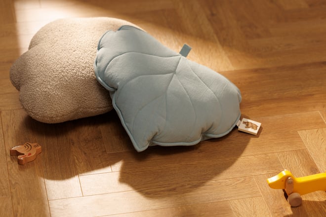 Coussin Feuille en Coton – Vert Sauge