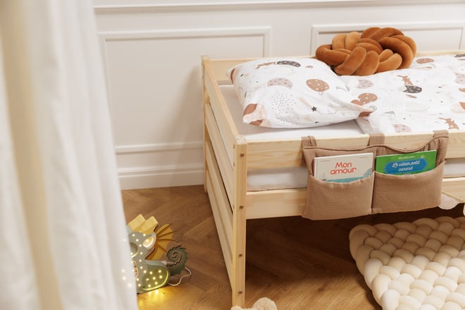 Bed Organiser - Camel & Gold Dots