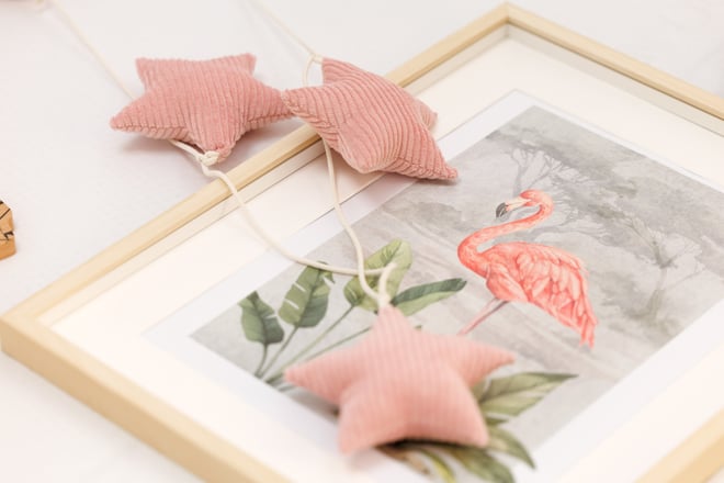 Guirlande Étoiles en Velours Côtelé Rose