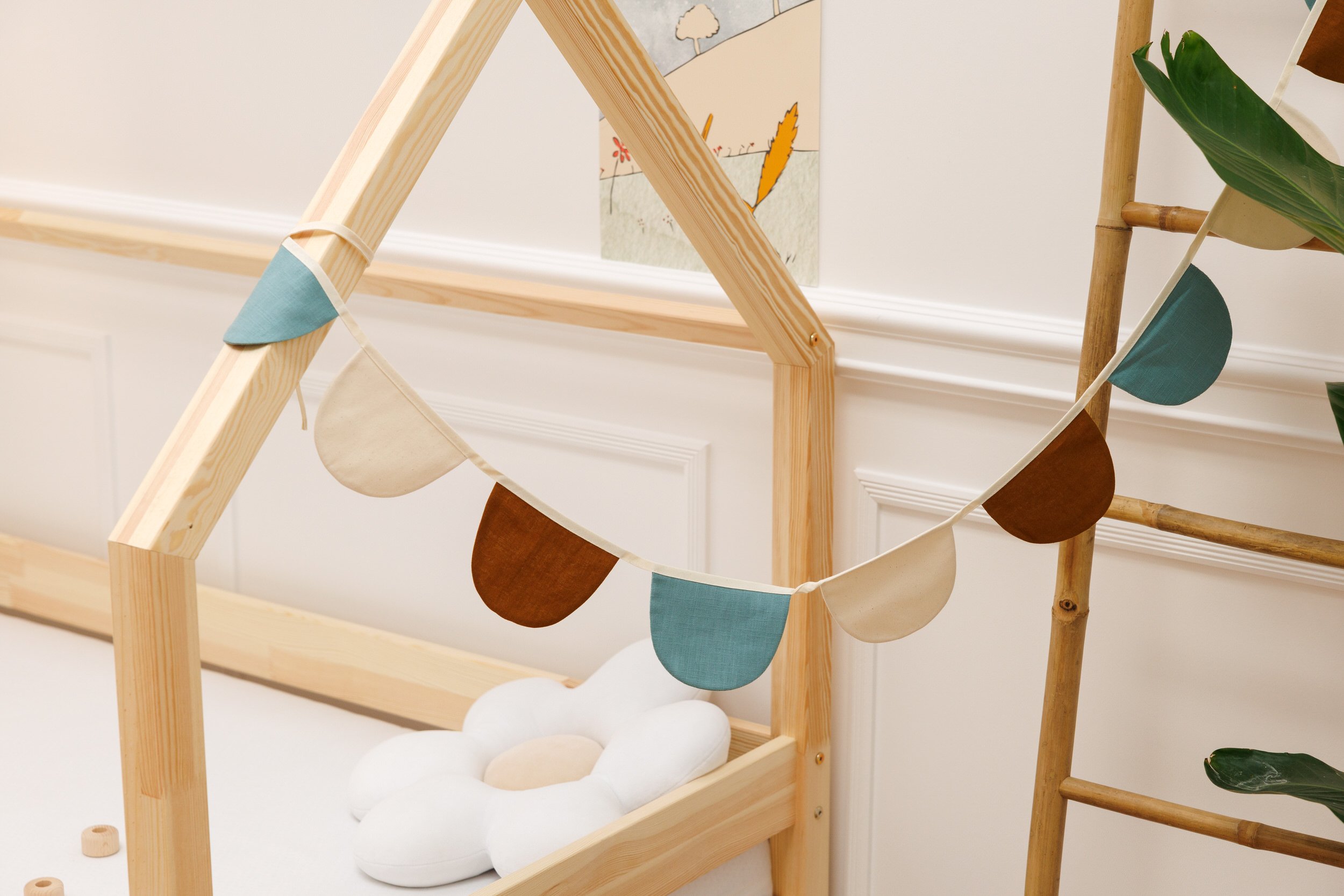 Velours-Gänseblümchen-Kissen - Beige Velours-Gänseblümchen-Kissen - Beige