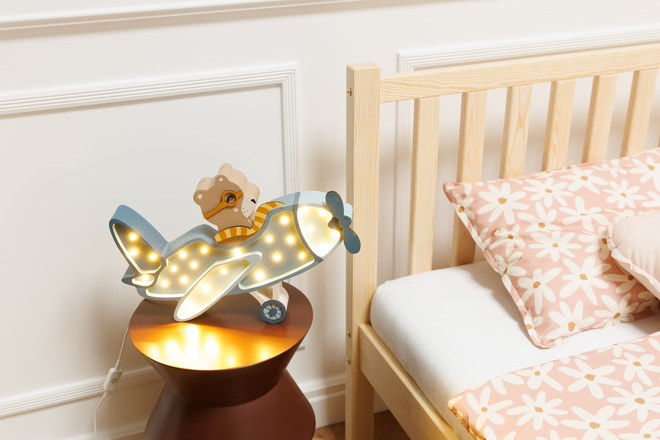 Lampa Little Lights Vintage letadlo modré LED