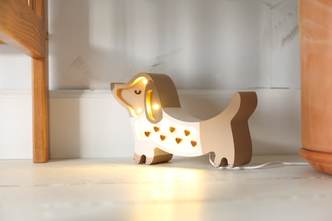Lampada Little Lights Bassotto Chocolate Hearts LED