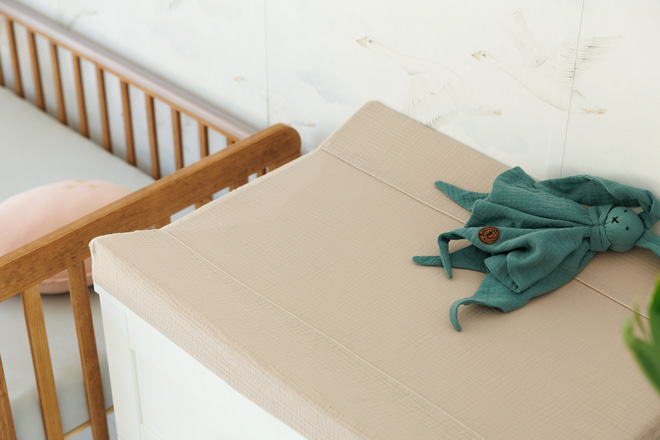Matelas à Langer en Mousseline Beige