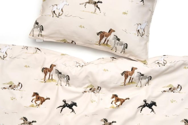 Set letto Cavalli in raso di cotone 140x200cm