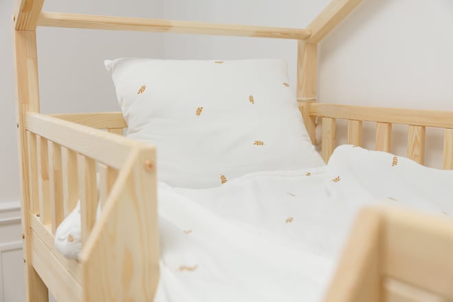 Ensemble Couette et Oreiller 120x170 Mousseline de Coton Avec Garnissage - Champ de Blé