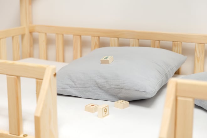 Juego de edredón y almohada de muselina de algodón 120x170 con relleno - Gris