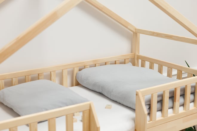 Ensemble Couette et Oreiller 120x170 Mousseline de Coton Avec Garnissage - Gris