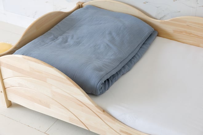 Juego de edredón y almohada de muselina de algodón 120x170 con relleno - Azul Cielo