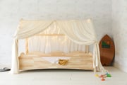 Hausbett-Himmel - Boho Twist Weiß - Modell L Doppelt