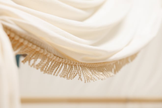 Hausbett-Himmel - Boho Twist Weiß - Modell L Doppelt