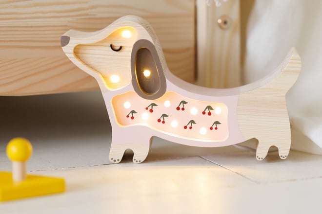 Little Lights Dog Lamp Mini Cherries on Pink