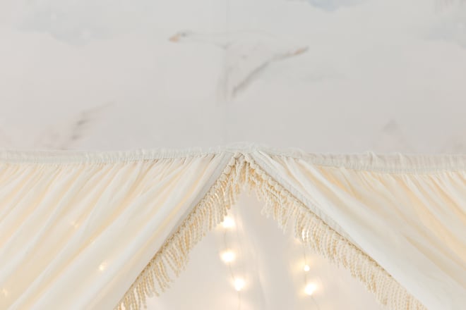 Véu de cama casinha Boho Twist Baunilha - Modelo L Duplo