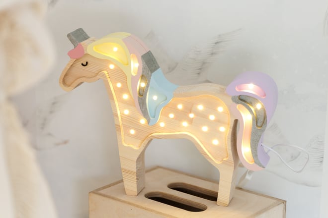 Lampada Little Lights Unicorno Rainbow Wood LED